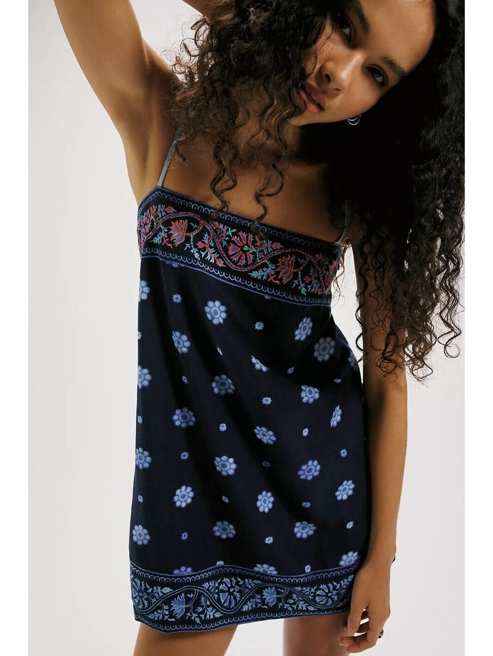 FREE PEOPLE Bali Take Me With You Embroidered Lined Mini Dress